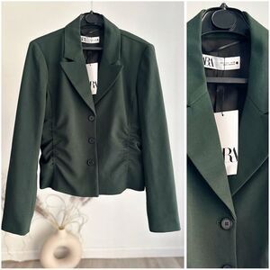 Zara Dark Green Wool Blend Blazer NWT